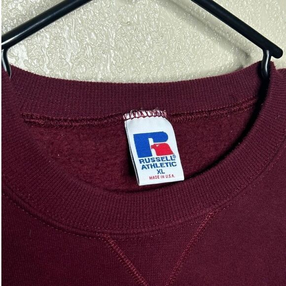 Vintage Russell Athletic Blank Burgundy Sweatshirt Made In USA XL - Picture 4 of 4
